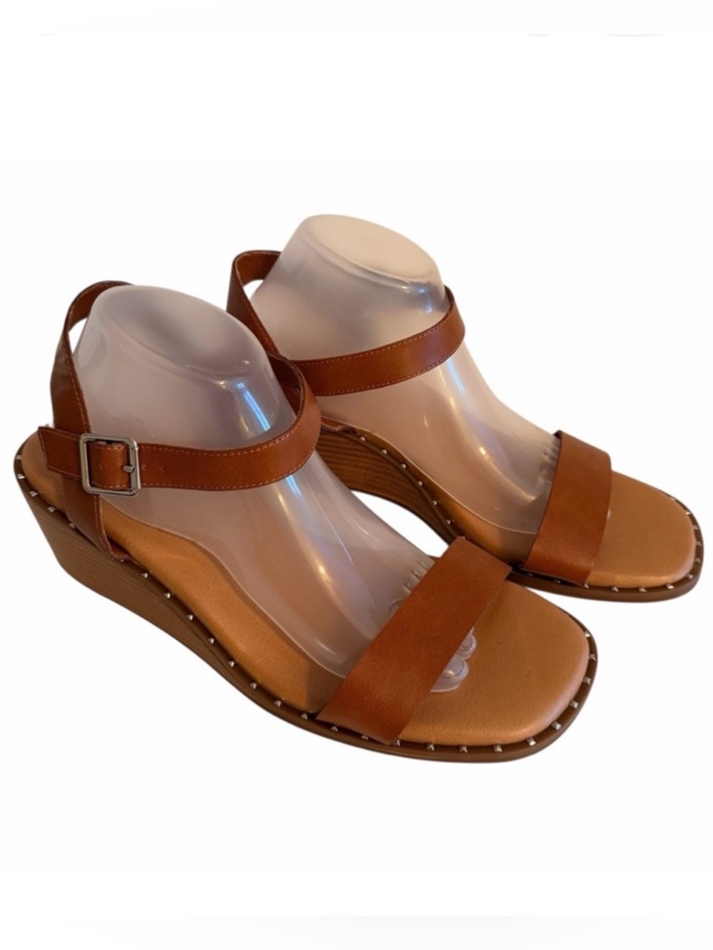 Torrid Tan Strappy Studded Wedge Heel Sandals 10.5WW NEW